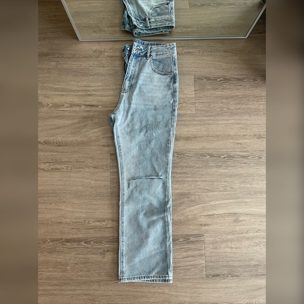Fashion nova high waist boot slit